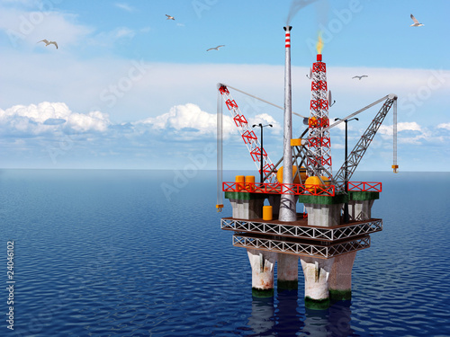 Piattaforma petrolifera in un mare calmo photo