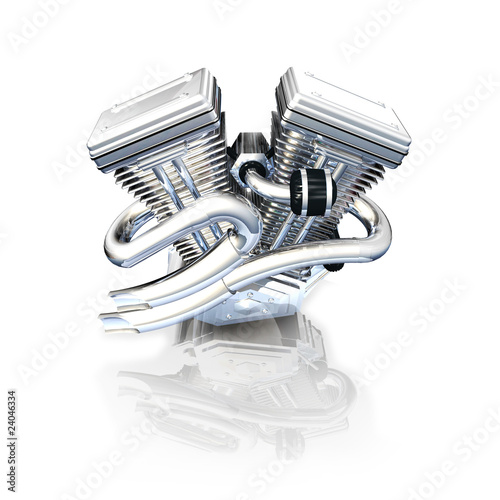 Motorcycle V-twin engine custom chopper illustration photo