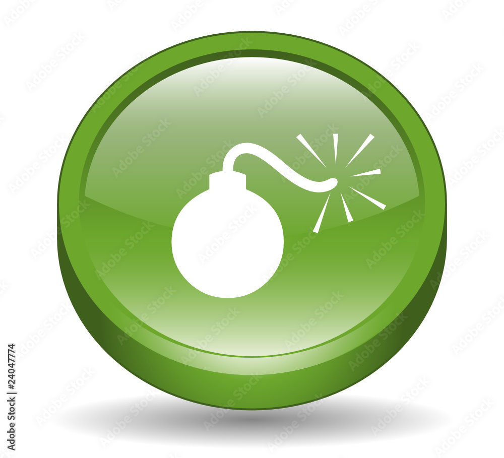 Glossy Bomb Sign 3D Button Glossy Bomb Sign 3D Button