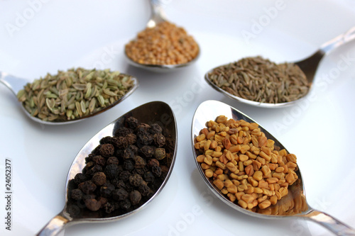 assortment of dry spices, close up