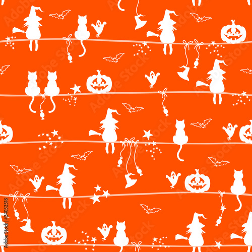Seamless Pattern Halloween Symbols