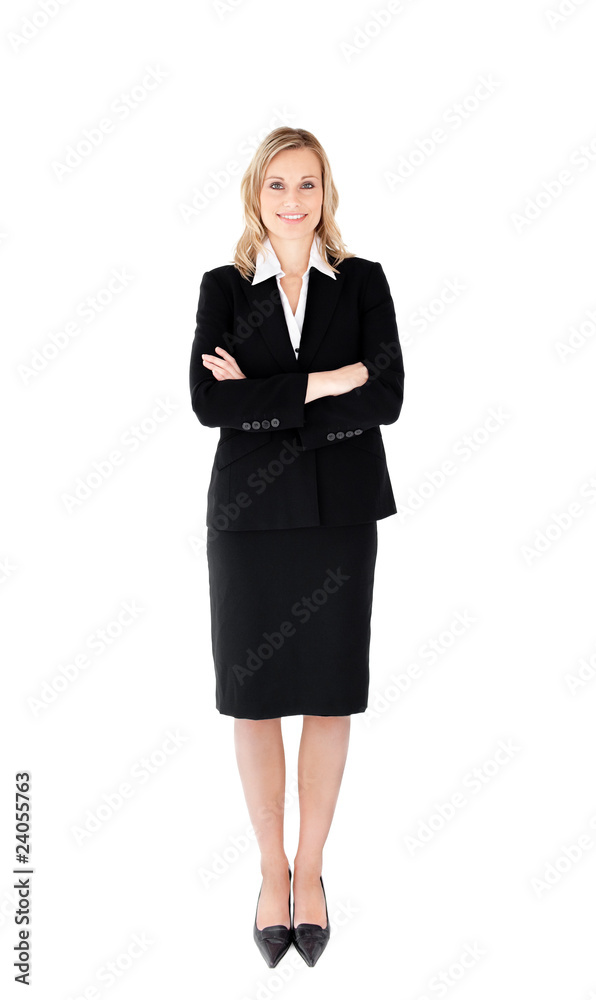 Confident businesswoman against white background Confident businesswoman against white background