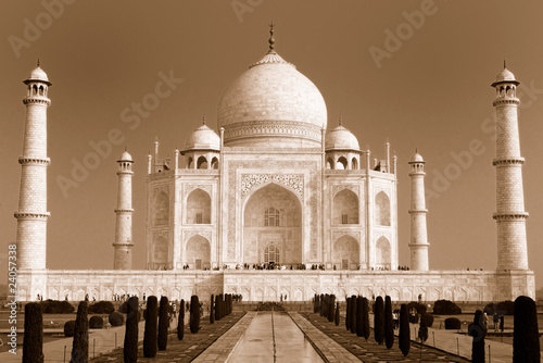 White marble Taj Mahal, Sepia, India photo