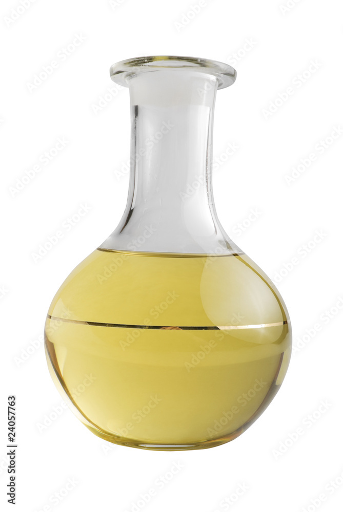 Yellow liquid in glass decanter | Isolated Yellow liquid in glass decanter | Isolated