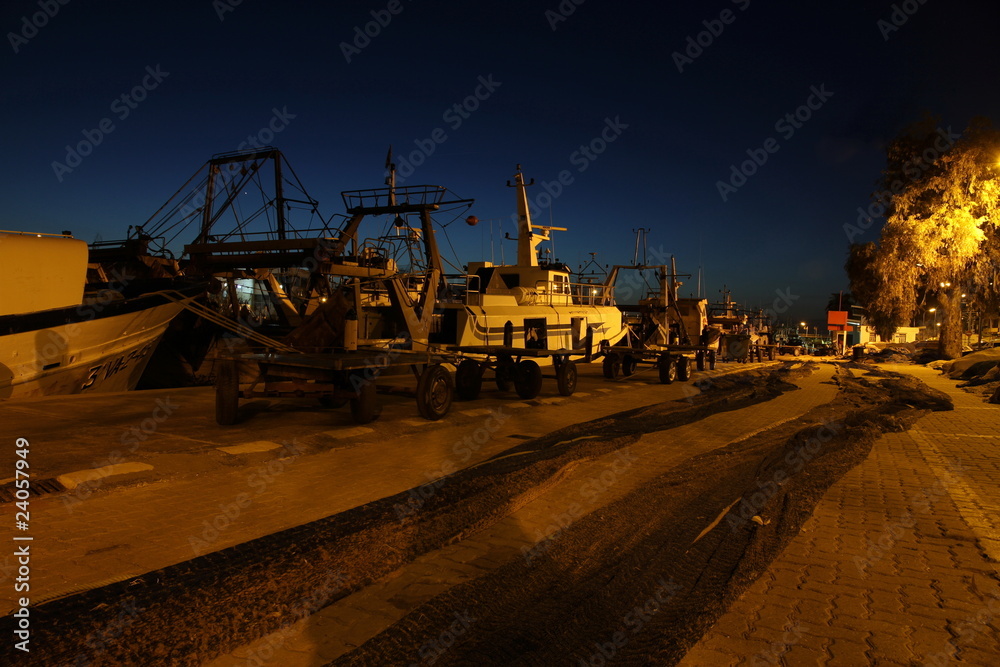 Cullera fishing port at night Valencia province Spain