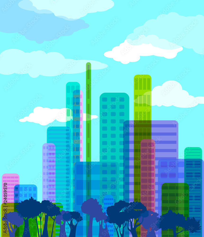 Colorful abstract city, vector illustration