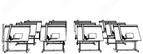 Office Desks For Drawing Vector 06
