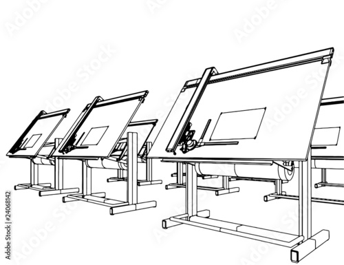 Office Desks For Drawing Vector 05