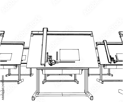 Office Desks For Drawing Vector 04