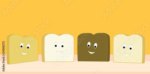Bread slices happy together