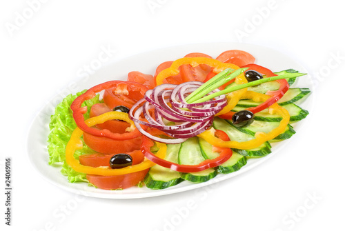 sliced vegetables at the dish