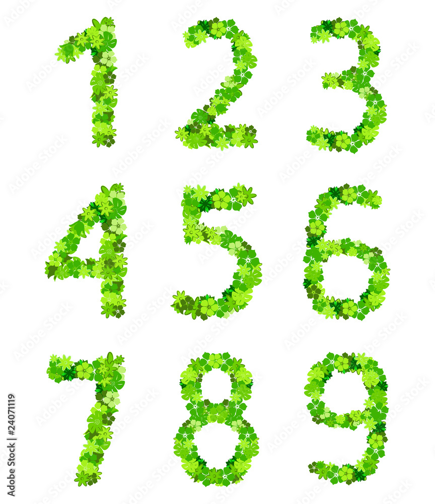 Number from flowers in green colour Number from flowers in green colour