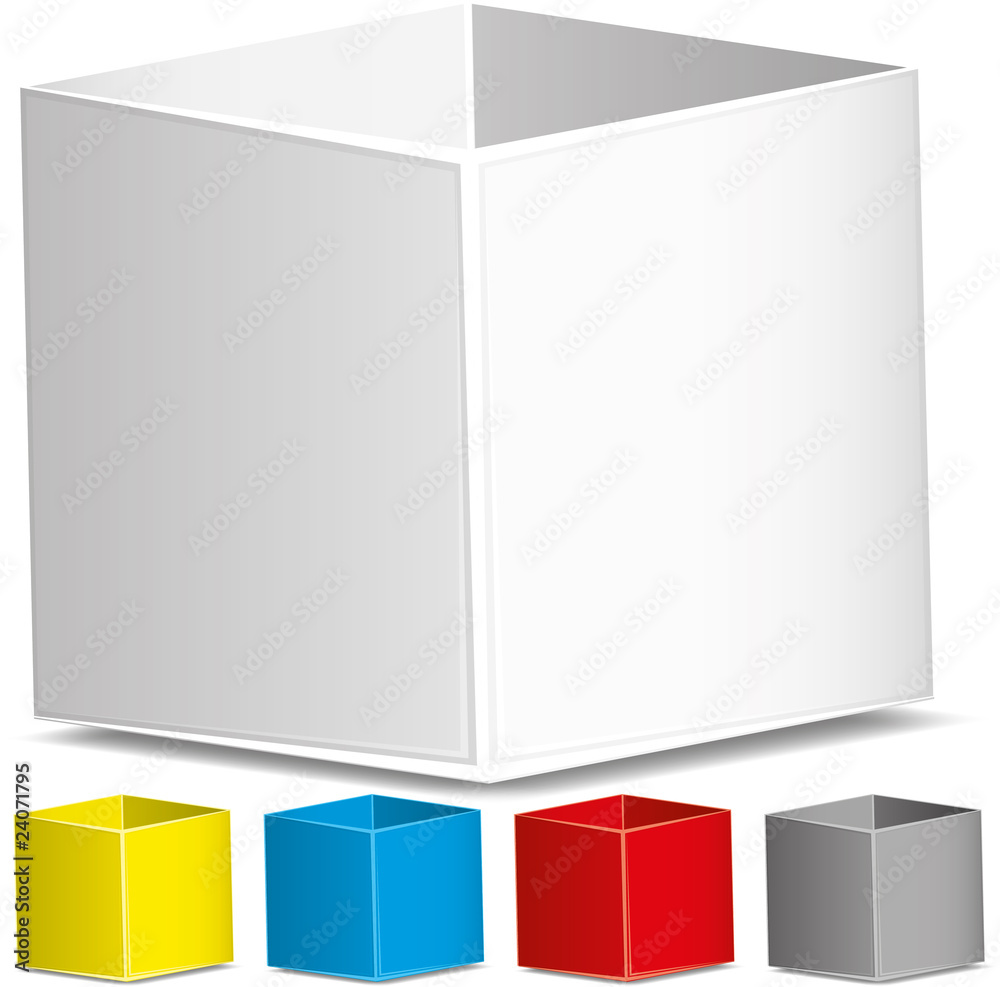 Blank 3d boxes, vector illustration Blank 3d boxes, vector illustration