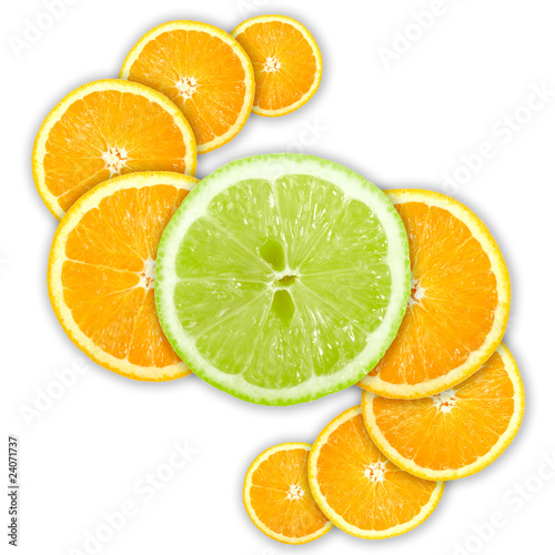 Abstract group of cross citrus fruits