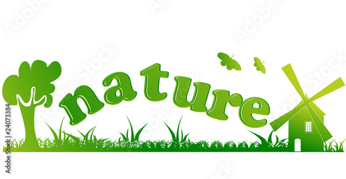 nature texte et icones avec couleurs vertes degradées