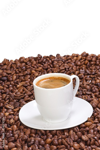 cup of coffee on white