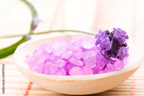 Fototapeta Naklejka Na Ścianę i Meble -  lavender flower and bath salt. spa and wellness
