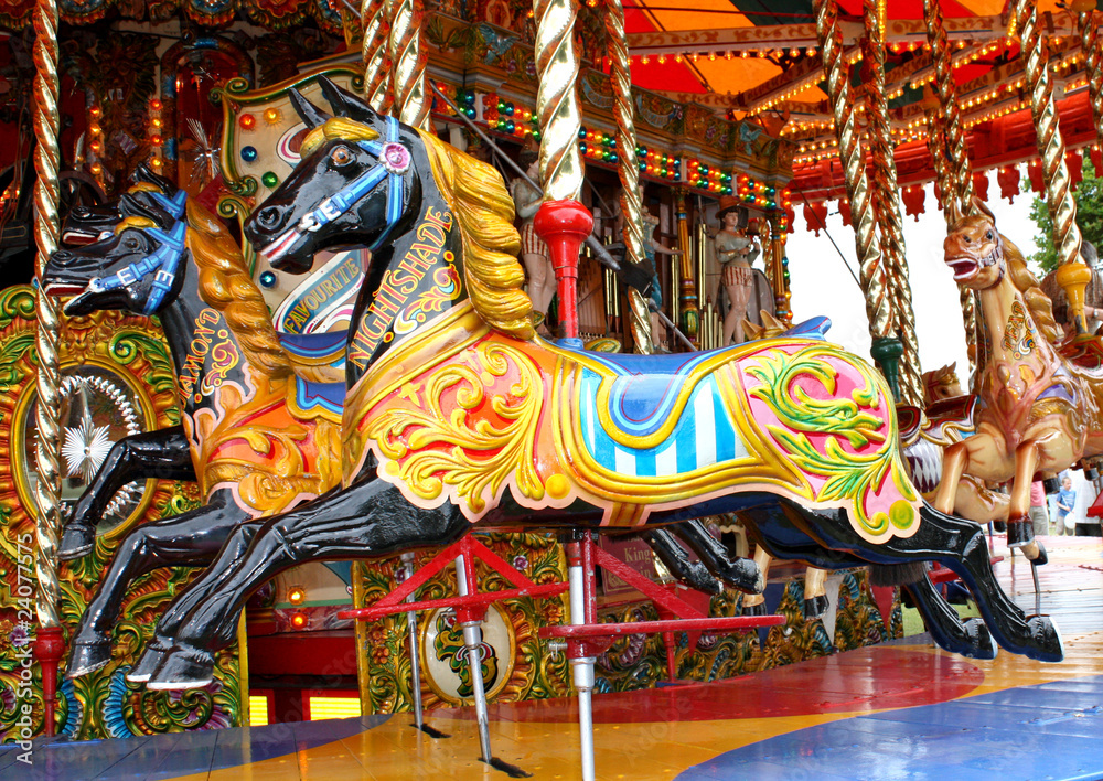 Carousel Horses on a Traditional Fun Fair Ride.