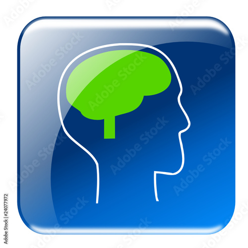 Button Brain blau