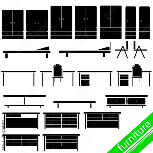 furniture in black for home set one illustration