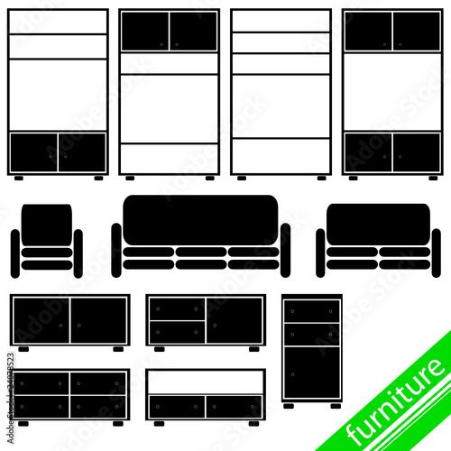 furniture in black for home set two illustration