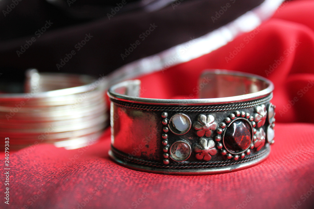 bracelet on fabric background bracelet on fabric background