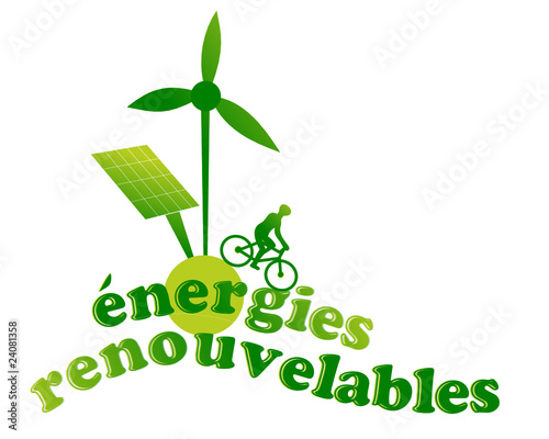 energies renouvelables texte et icones en degradés