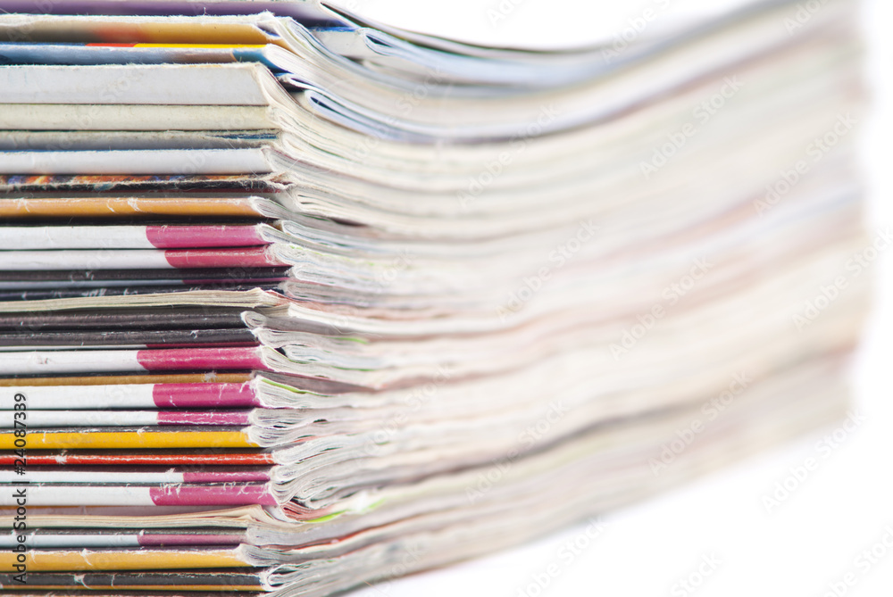 stack of colorful magazines
