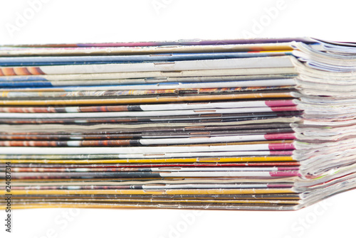 stack of colorful magazines