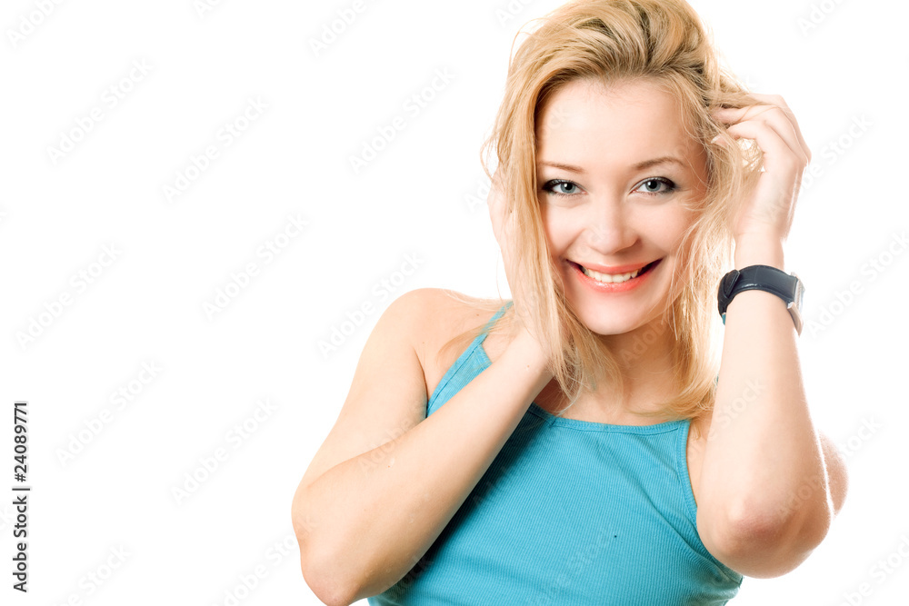 Portrait of a cheerful attractive blonde
