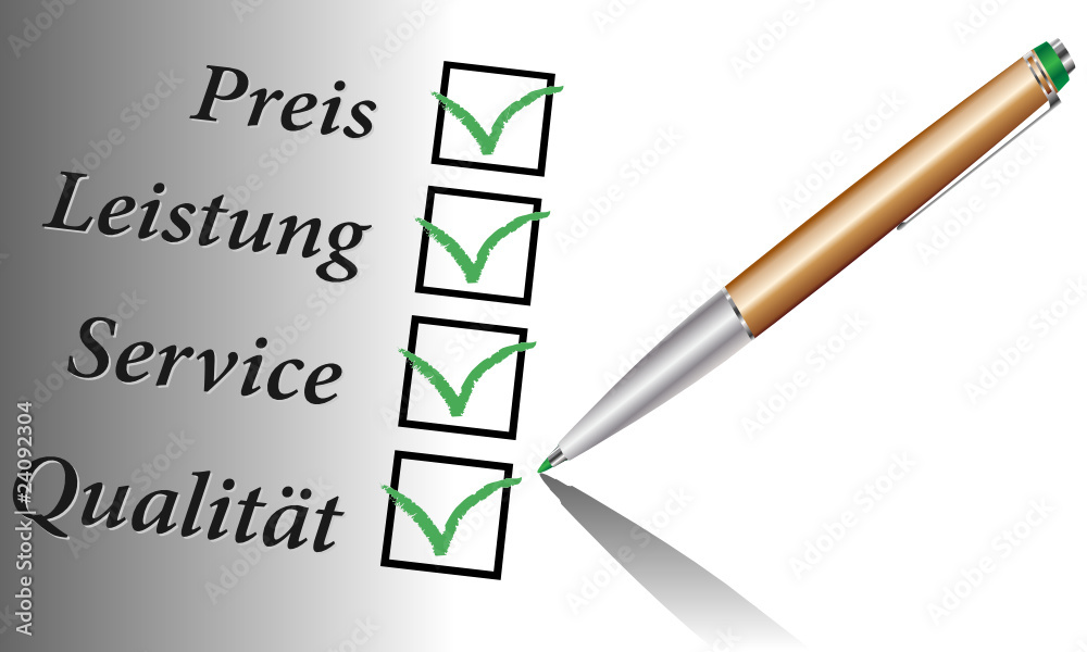 Preis ,Leistung, Service, Qualität Adobe Stock
