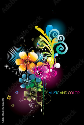 neon flowers vector