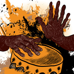 Poster Art Studio Afrikanischer Trommler in Aktion  © Isaxar