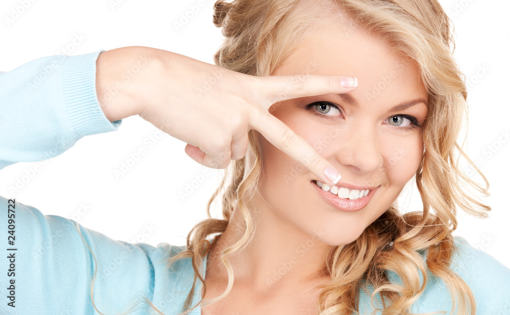 woman showing hand with polished nails