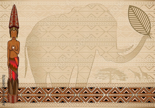 Donna Africana Sfondo-African Woman Background-Vector