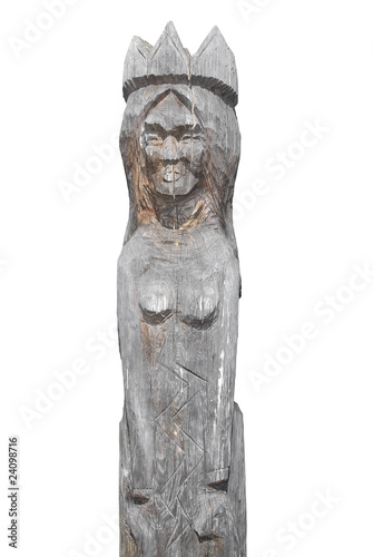 Wooden female with crown. Russian fairy tale | Isolated