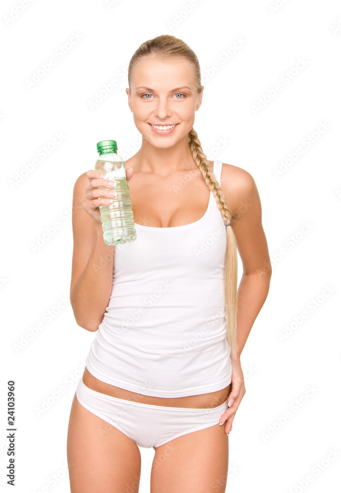 beautiful woman with bottle of water beautiful woman with bottle of water