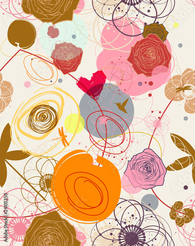 Floral seamless pattern in retro style #24105350