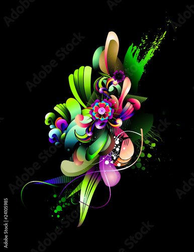 abstract neon floral vector