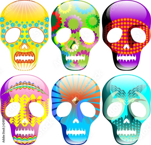 Teschi Colorati-Colored Skulls-Calaveras-Vector