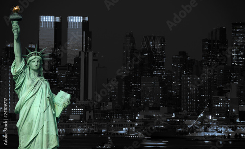 midtown new york city black and blue tone