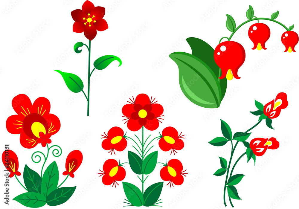 Set of red flowers Set of red flowers