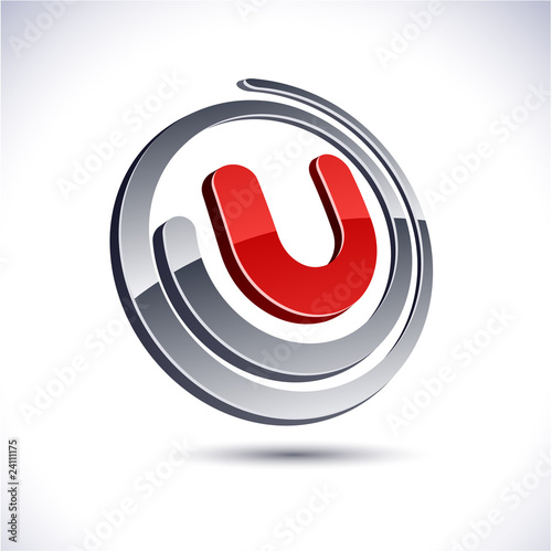 3D u letter icon.