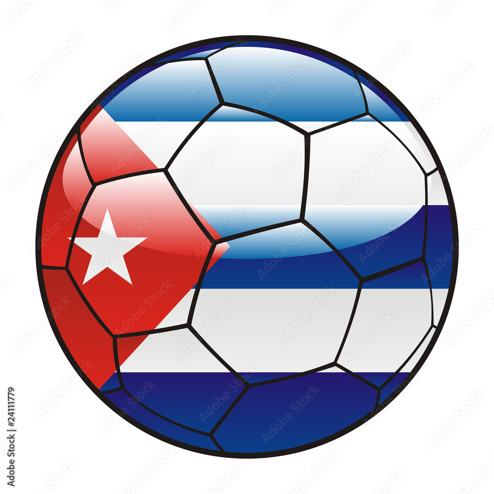Obraz premium vector illustration of Cuba flag on soccer ball