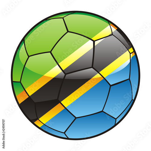 vector illustration of Tanzania flag on soccer ball