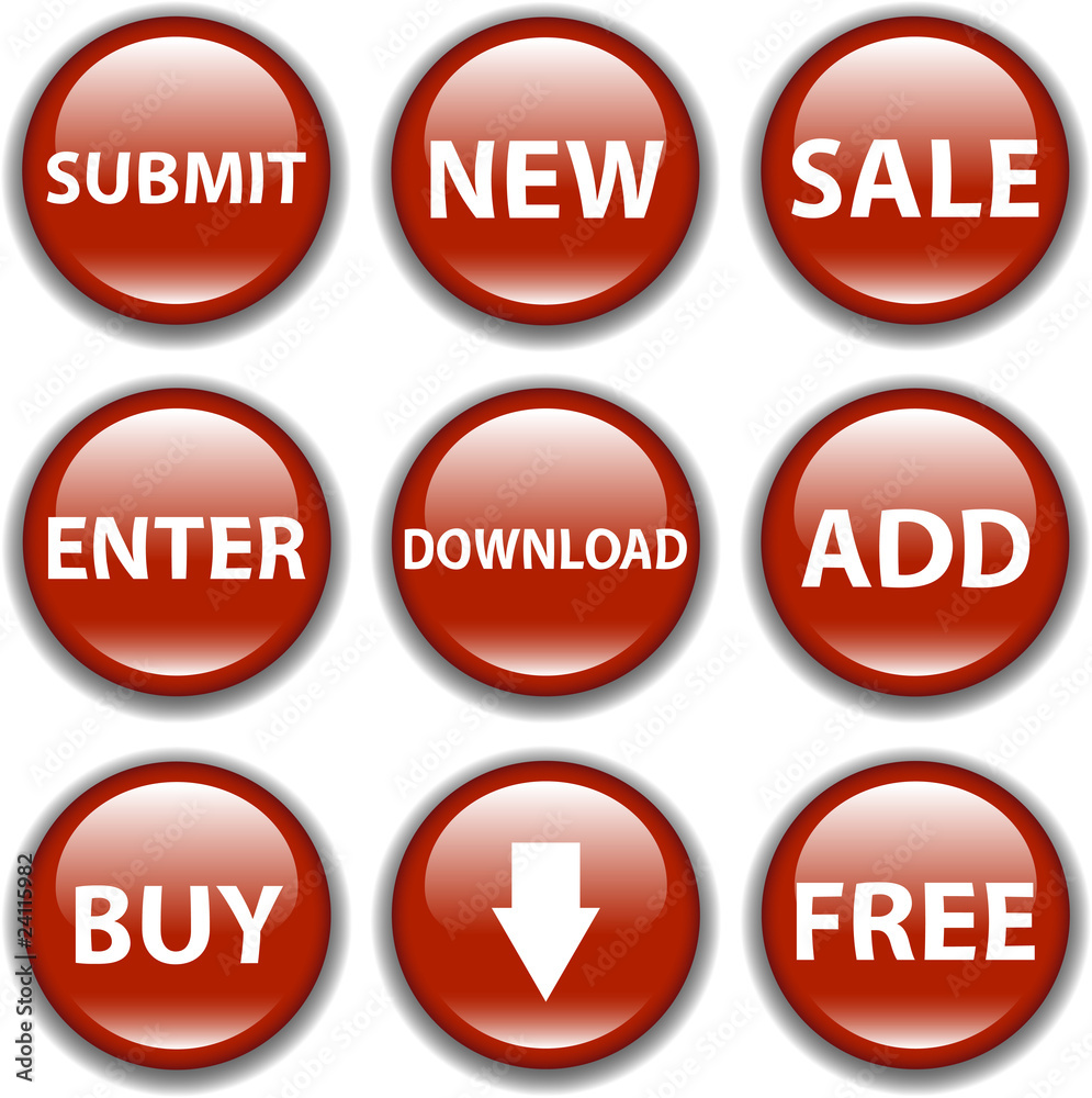 Vector button icon, red Vector button icon, red