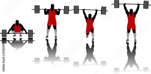 Silhouettes of weightlifters