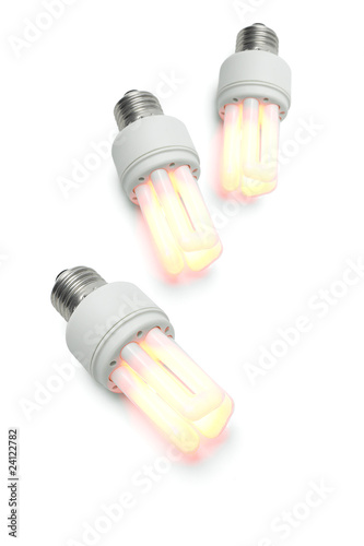 Glowing warm compact fluorescent light bulbs