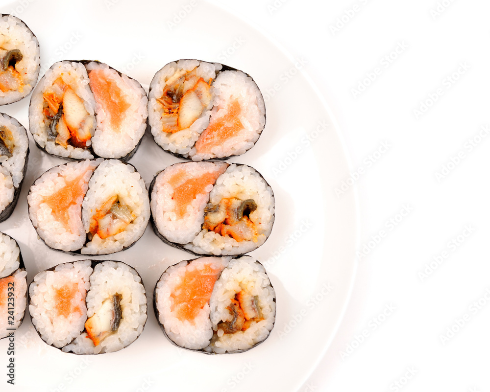 rolls with a salmon and eel