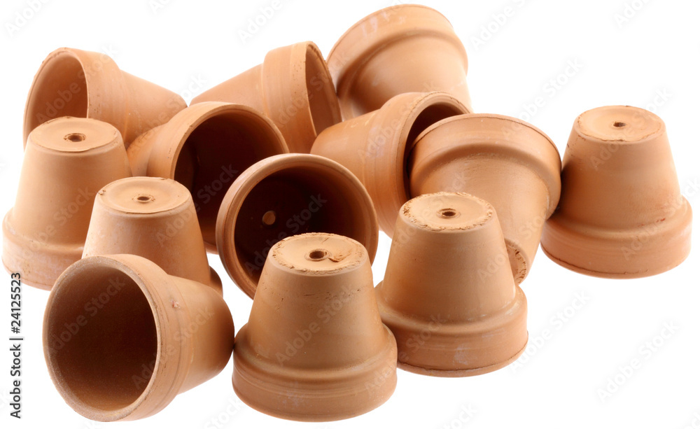 mini pots en terre cuite, fond blanc mini pots en terre cuite, fond blanc